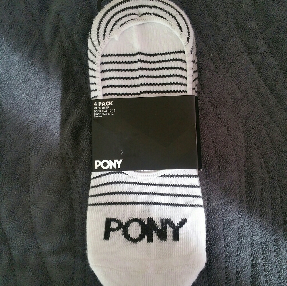 Pony 4pack No show Socks White Gray Dark Gray New